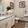 a bathroom with a large mirror