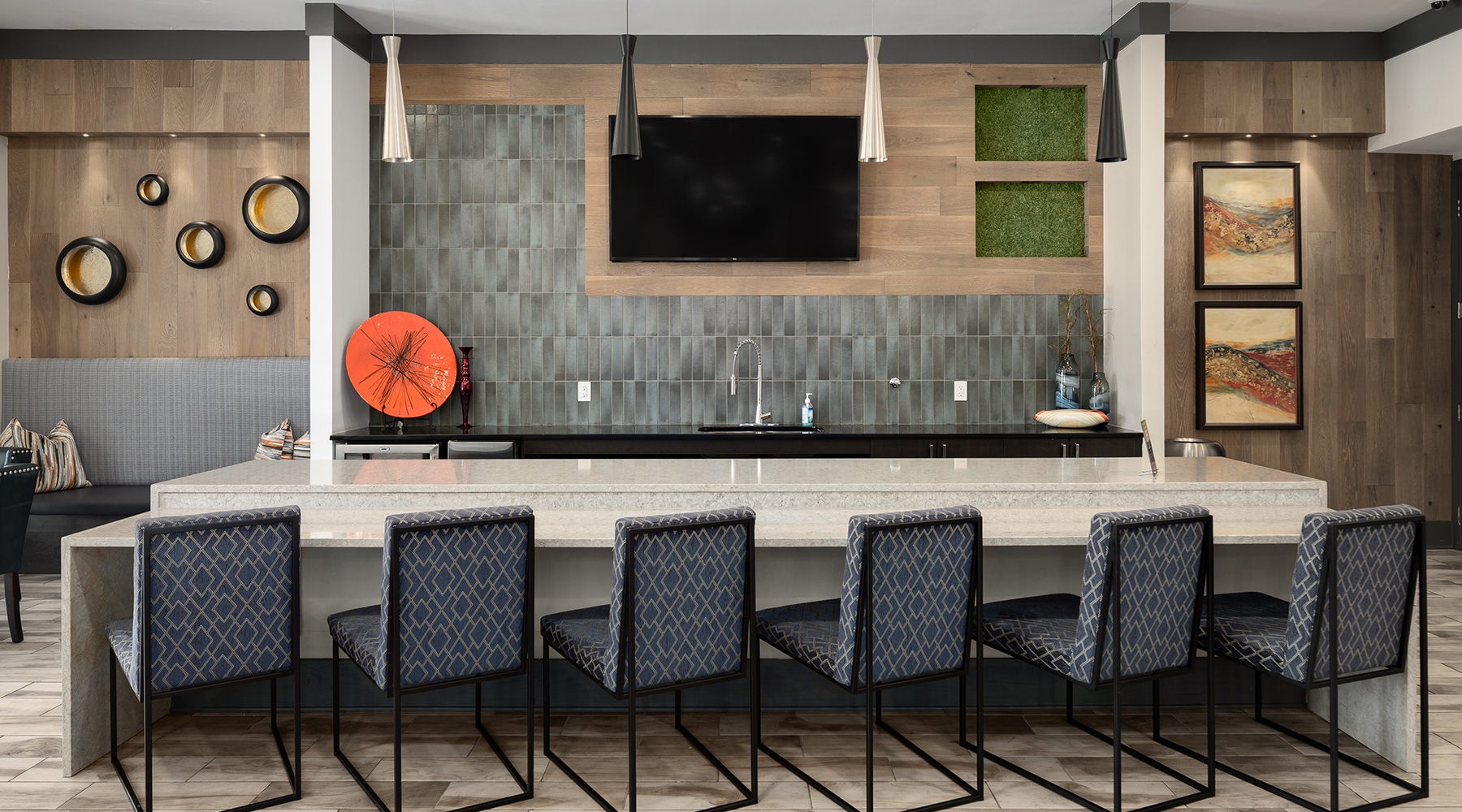 room with a large table and chairs